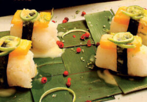 Sushi de manga com coco