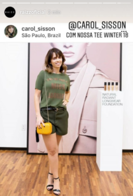 Carol Sisson em parceria de moda com a Raizz