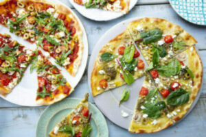 Pizza de Mascarpone, Azeitonas e Pesto