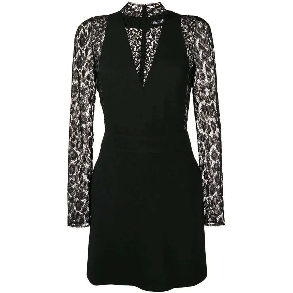 Vestido preto animal print manga longa GIVENCHY para Farfetch R�16.130