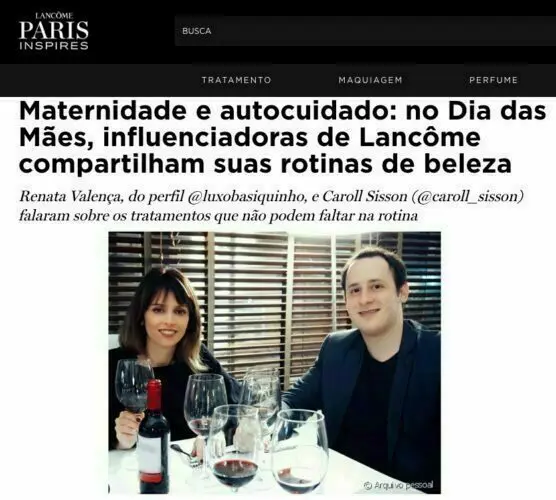 Carol Sisson em destaque no site Lancôme Paris Inspires com dicas de beleza