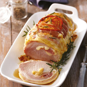 Receita de Orloff assado com queijo e bacon