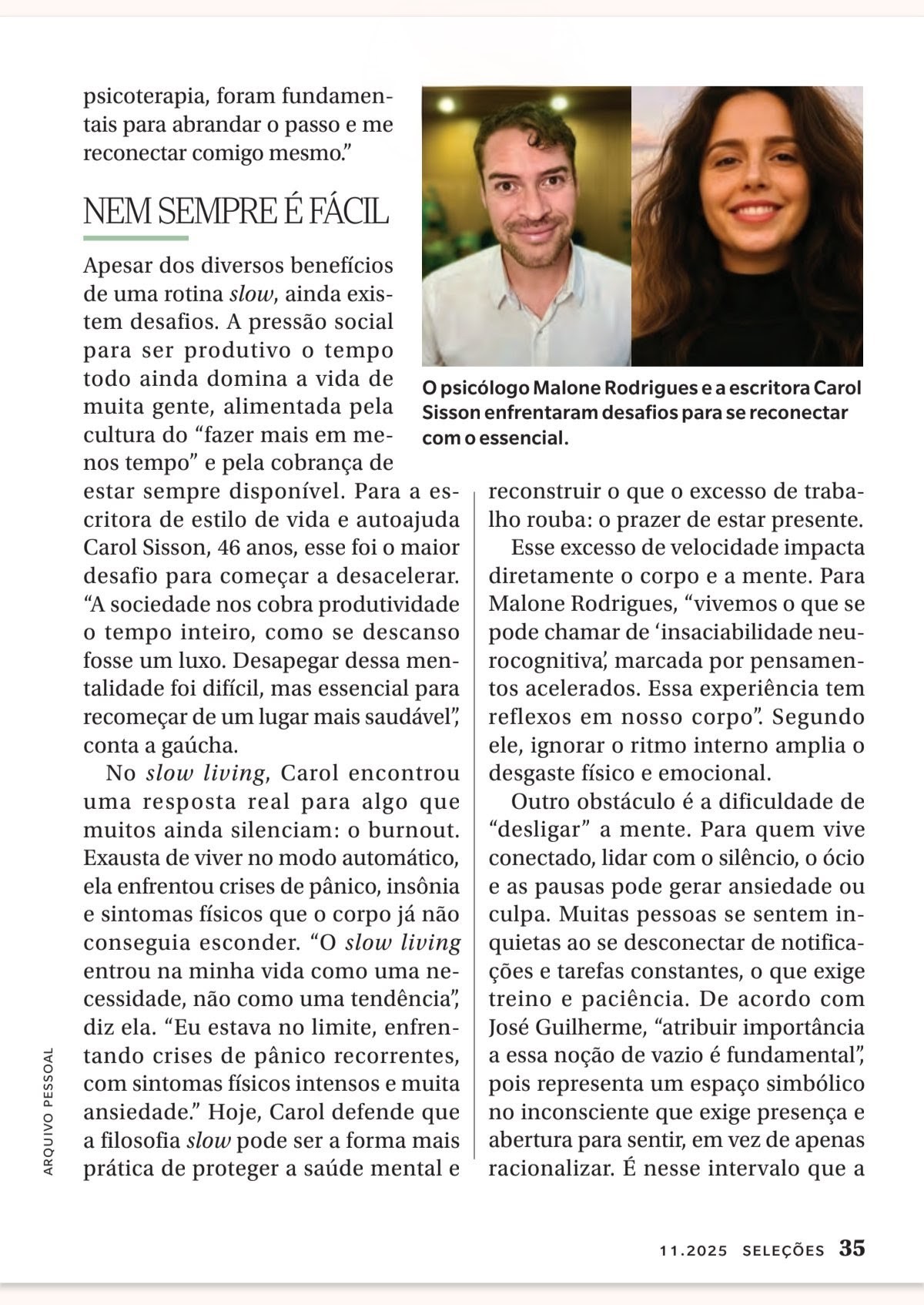 carol sisson revista seleções slow living novembro